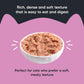 Meowsi by HUFT Chicken Breast with Duck p¢t© cat wet food, 80 gm, featuring a cat and a bowl of food on the packaging.