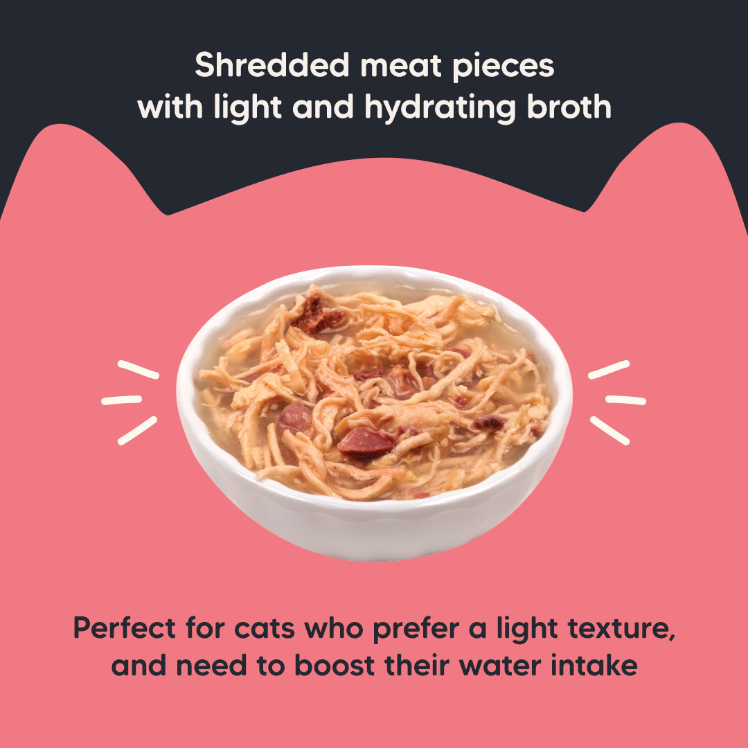 Meowsi by HUFT Chicken Breast with Duck in Broth Cat Wet Food, 80 gm, complete meal with vitamins and minerals.