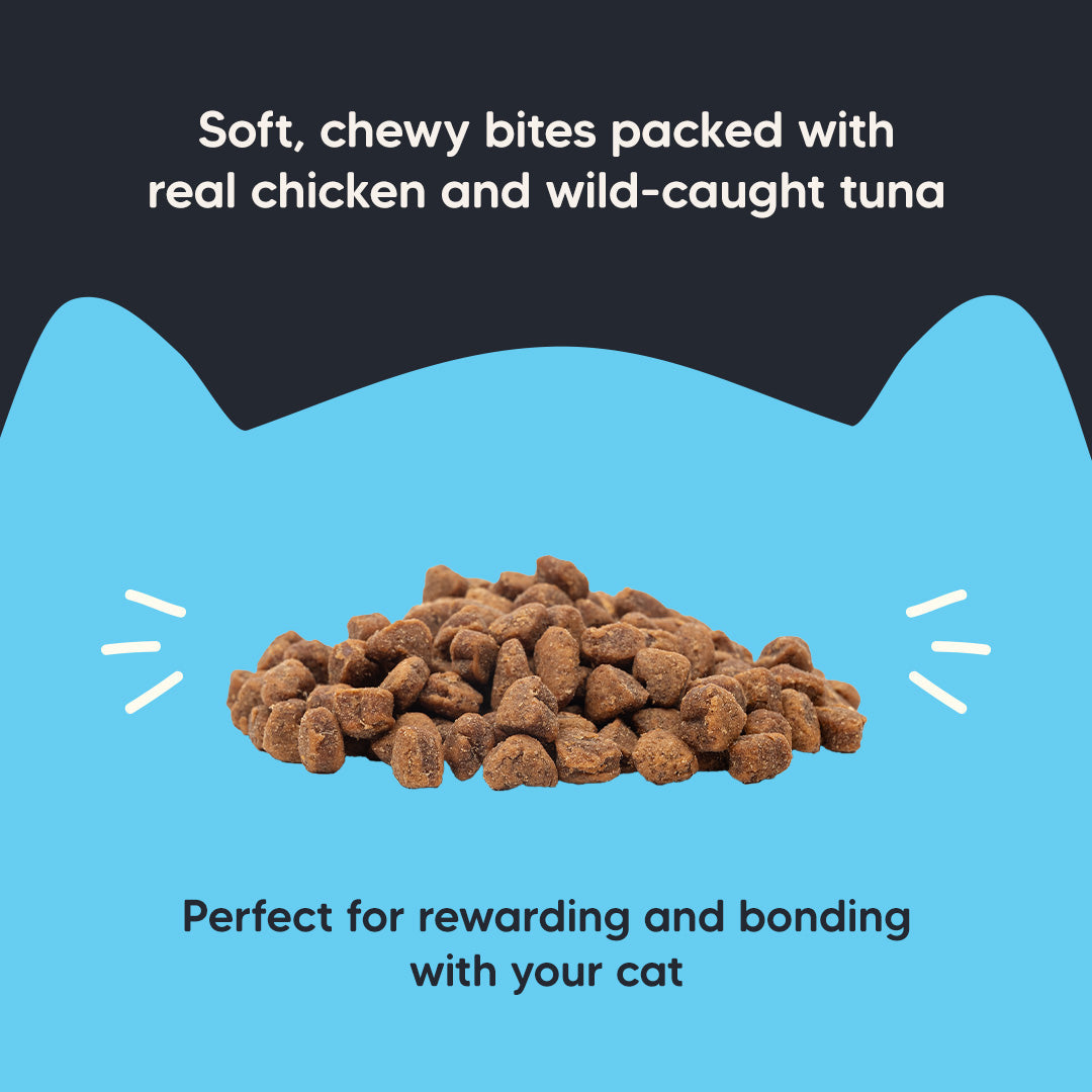Meowsi by HUFT Light Tuna & Chicken Soft Cat Treats, 50 gm, supports healthy skin and coat with natural ingredients.