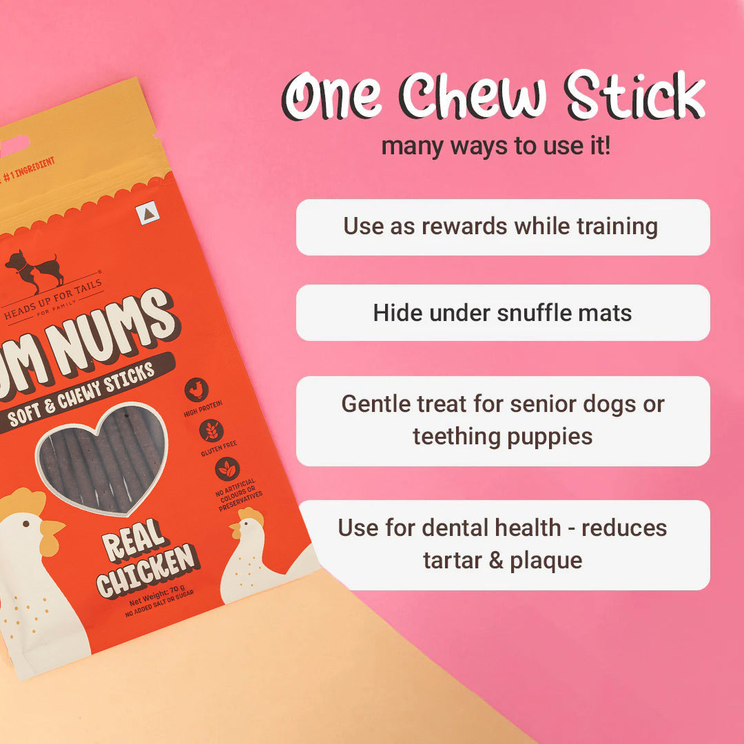 HUFT Yum Nums Soft & Chewy Sticks Real Chicken Treat For Dogs