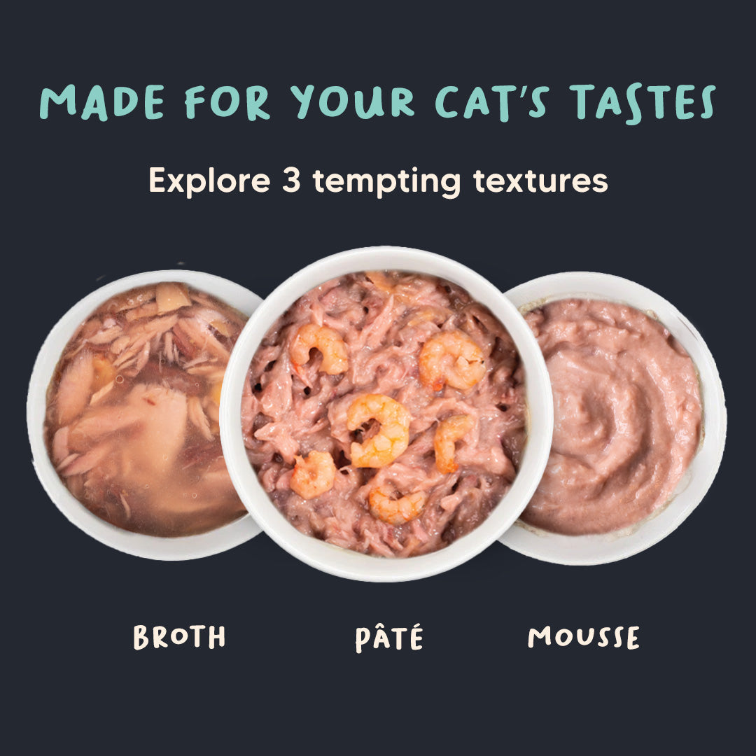 Meowsi by HUFT Tuna & Shrimp p¢t© Cat Wet Food, 80 gm, grain-free, with vitamins and minerals for balanced nutrition.