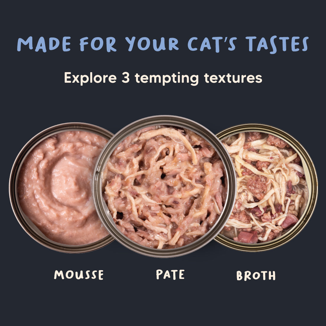 Meowsi by HUFT Tuna & Chicken P¢t© Canned Cat Wet Food, 80 gm, grain-free with vitamins and minerals.