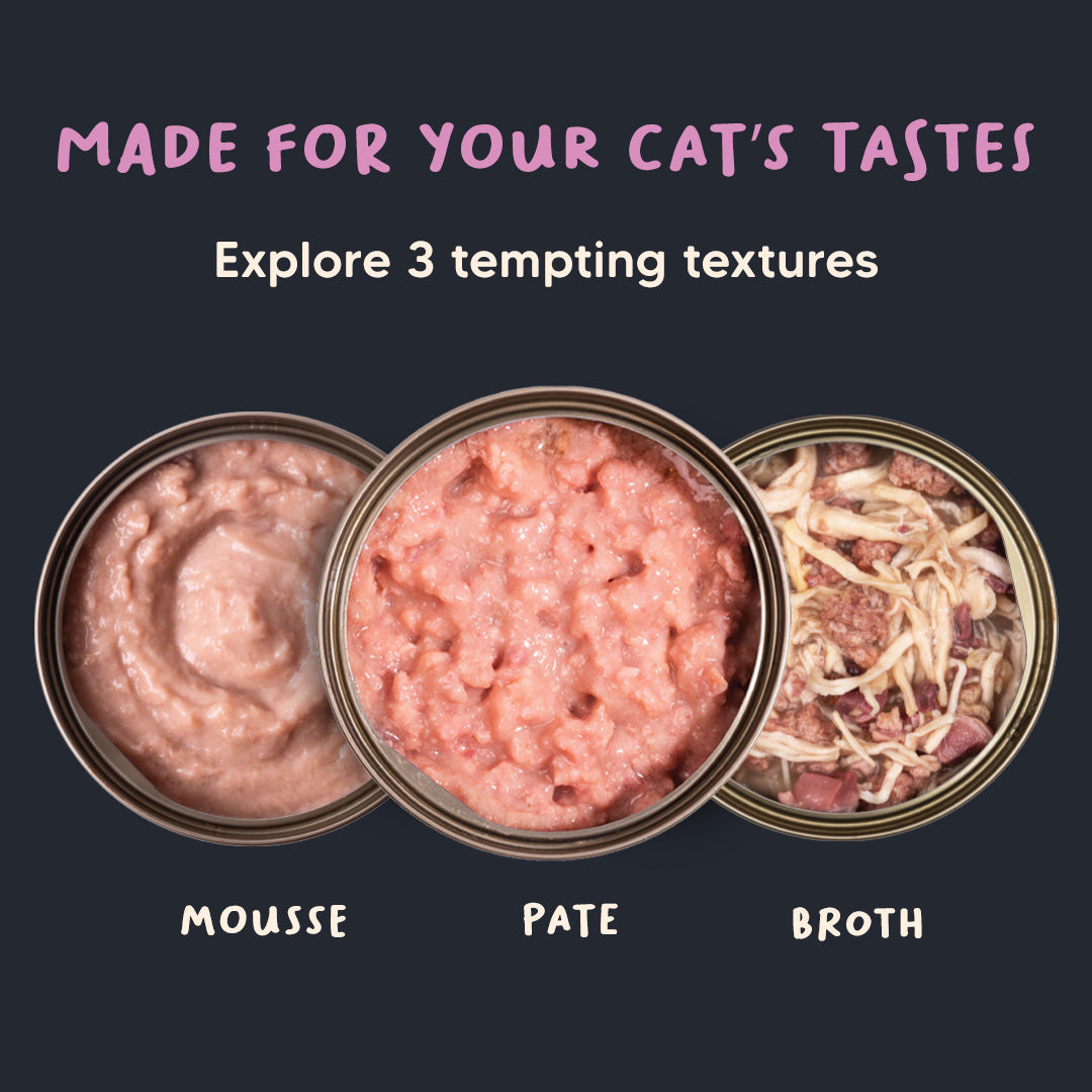Meowsi by HUFT Chicken Breast with Duck p¢t© canned cat food, 80 gm, enriched with vitamins and minerals. Grain-free.