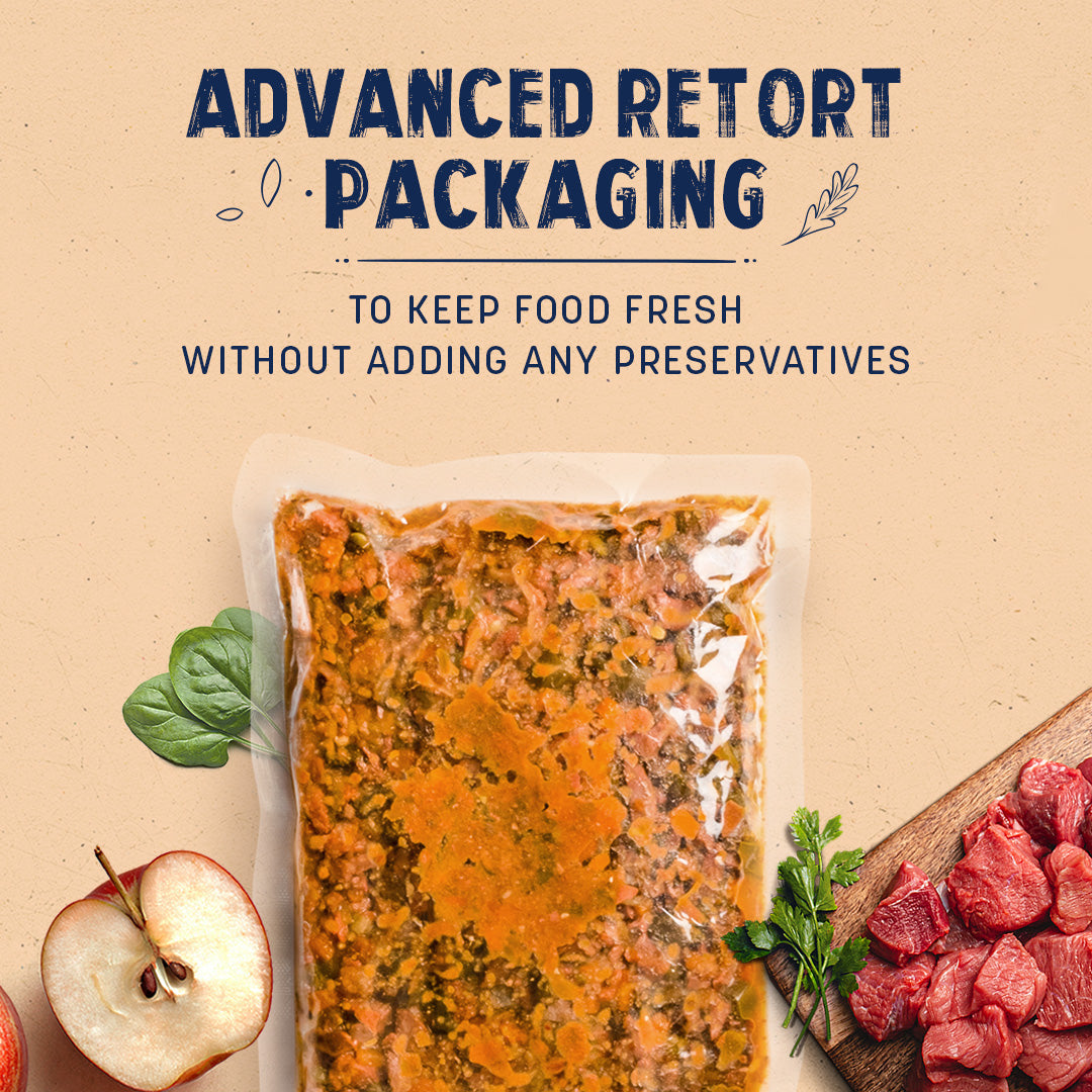 Sara's Wholesome Grain-Free Lamb and Apple Dog Food, 7 x 300g pack, made with 50% meat and 50% fruits and vegetables.