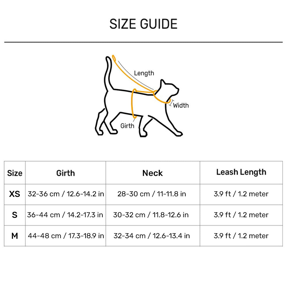 HUFT Easy Breezy Step-In Harness & Leash Set For Cat - Orange - Heads Up For Tails