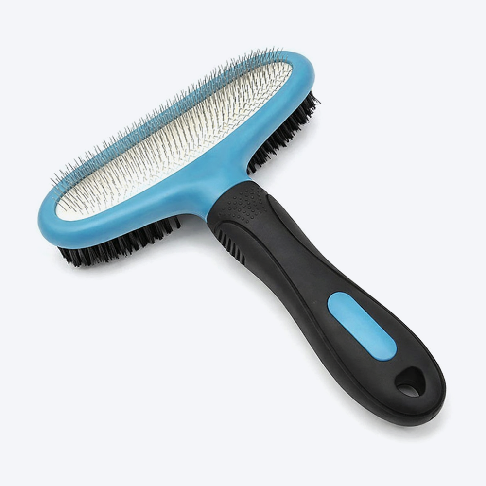 M-Pets Double-Sided Slicker Brush for Dogs and Cats -15x17 cm - Heads Up For Tails