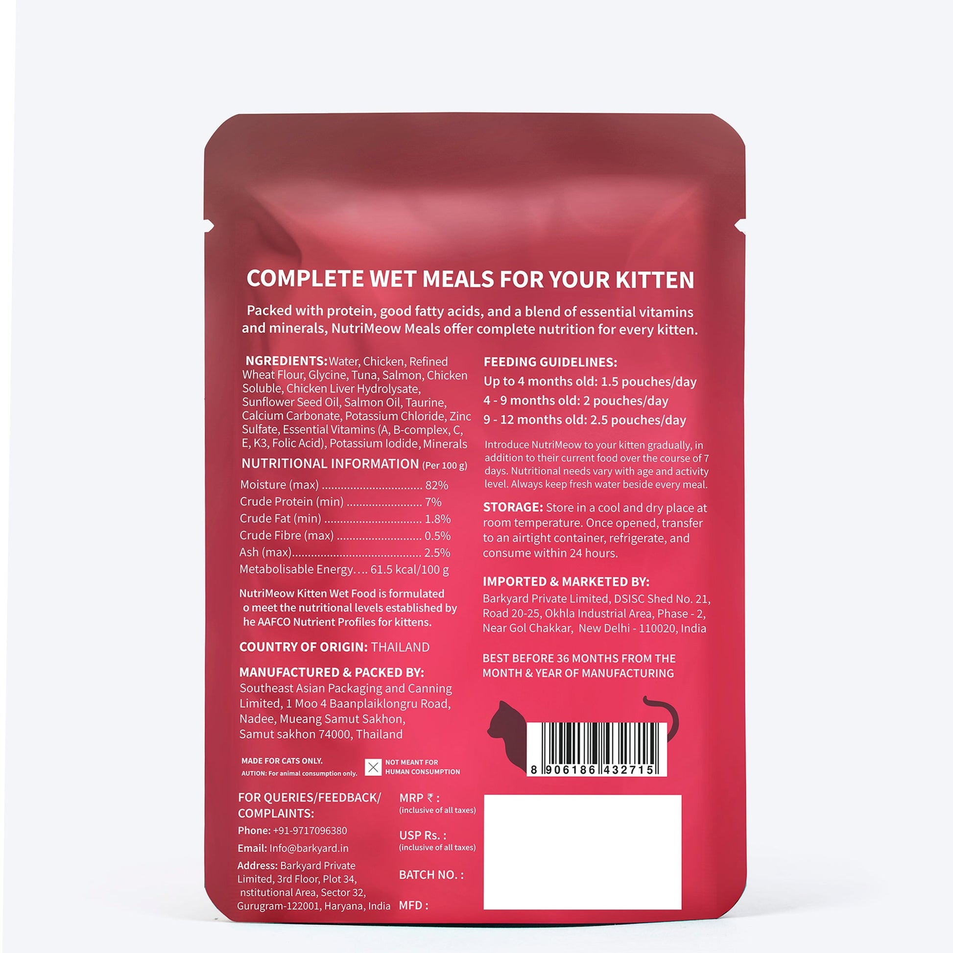 NutriMeow Chicken in Gravy Wet Food For Kitten - 80 gm - Heads Up For Tails