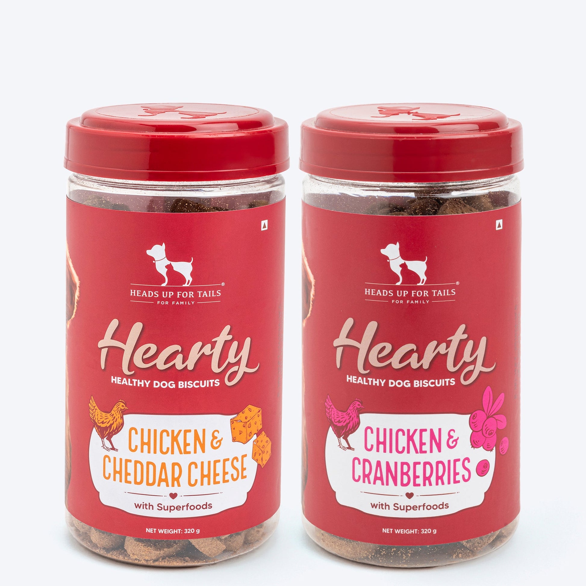 Hearty Biscuits Twin Pack - With Chicken, Cheddar Cheese & Cranberries - 640 gm - Heads Up For Tails