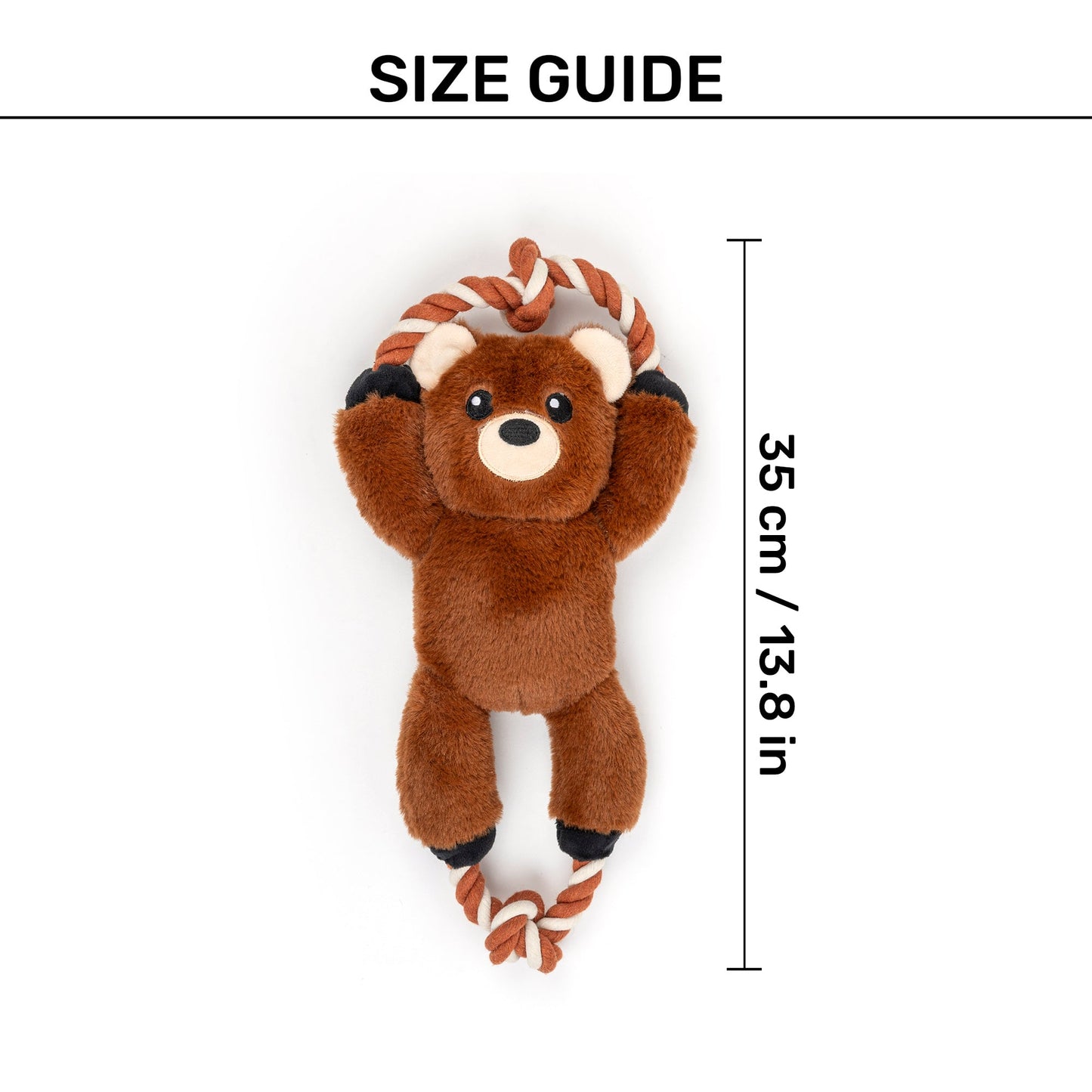 Dash Dog Tug-a-Bear Squeaky Plush Toy For Dog - Brown - Heads Up For Tails