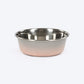 HUFT Tiny Tails Printed Steel Bowl For Puppy - Pink & Grey - Heads Up For Tails