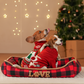 HUFT Love Plaid Lounger Bed For Dog - Red & Black - Heads Up For Tails