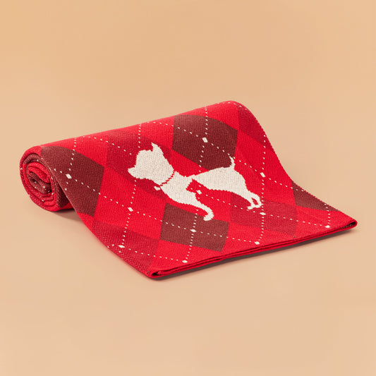 HUFT Cuddle Checks Blanket For Dog & Cat - Red - Heads Up For Tails