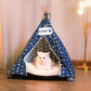 HUFT Personalised Polka Paws Teepee Tent Bed For Dog & Cat - Navy - Heads Up For Tails
