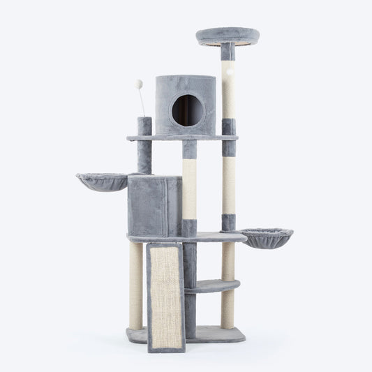 HUFT Meowtrix Tower Multipurpose Cat Tree - Grey - Heads Up For Tails