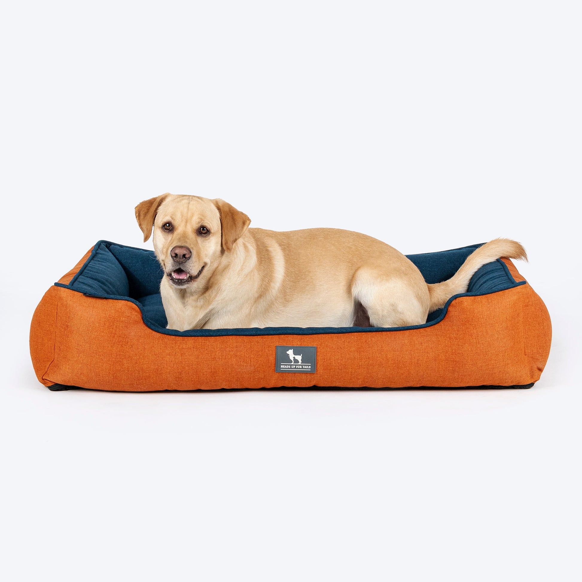 HUFT Rustic Retreat Dog Bed - Rust & Navy - Heads Up For Tails