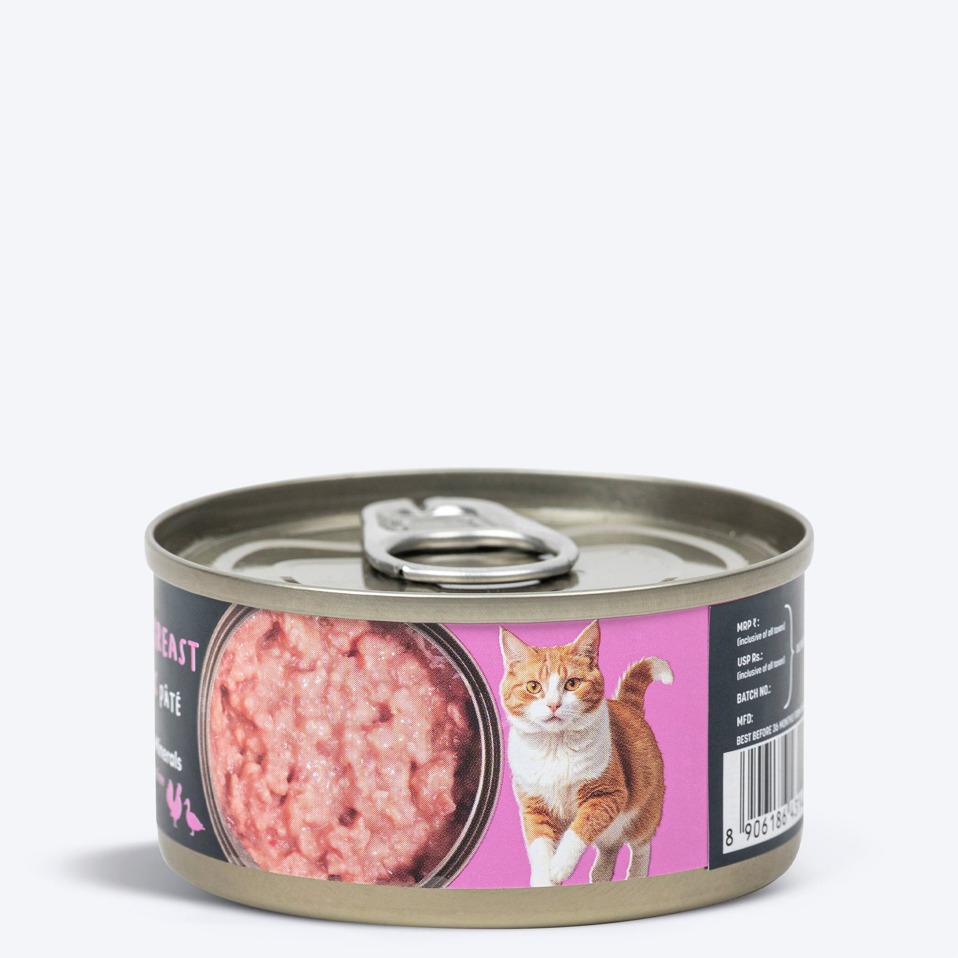Meowsi by HUFT Chicken Breast with Duck p¢t© canned cat food, 80 gm, enriched with vitamins and minerals. Grain-free.