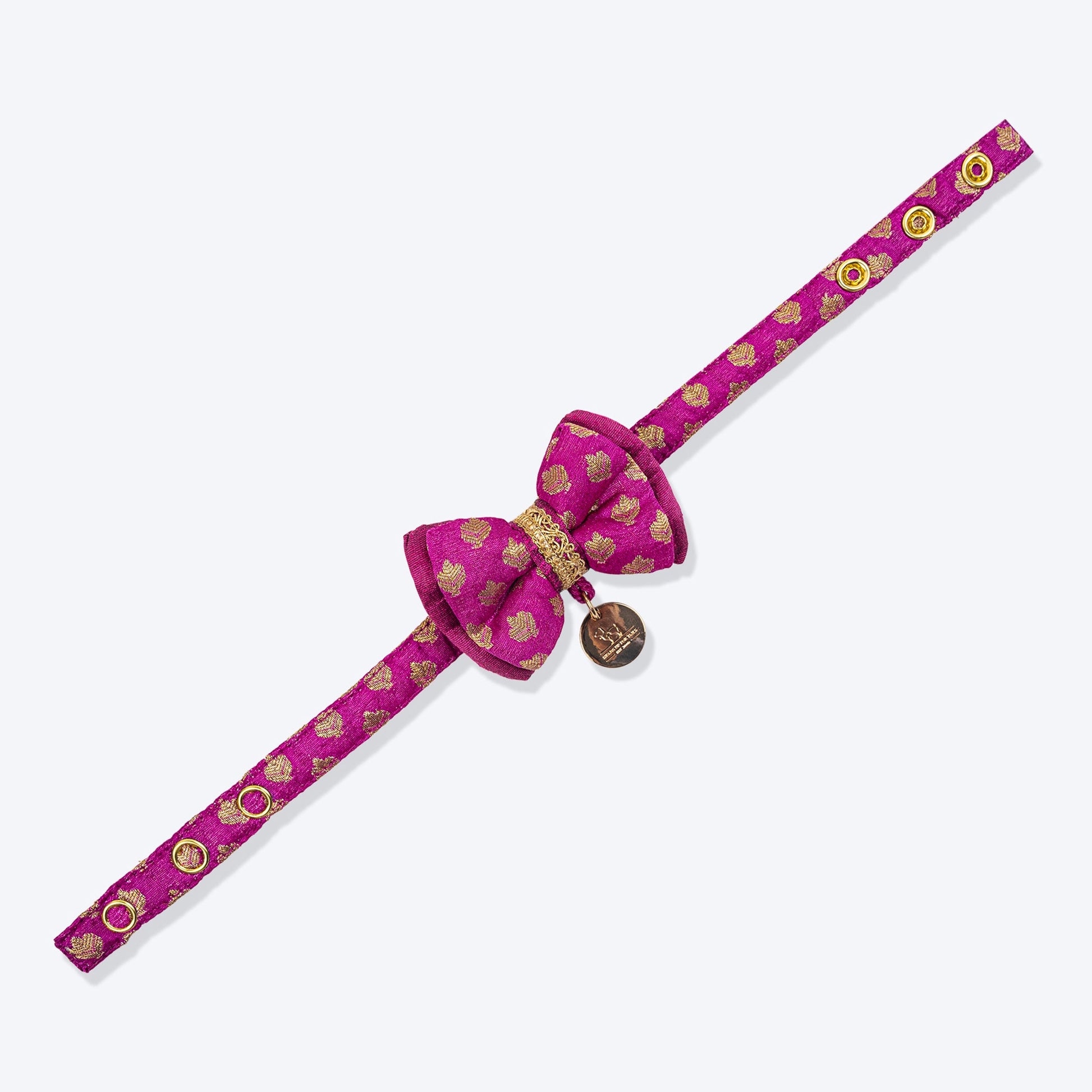HUFT Brocade Dazzle Bow Tie With Strap For Cat - Purple - Heads Up For Tails