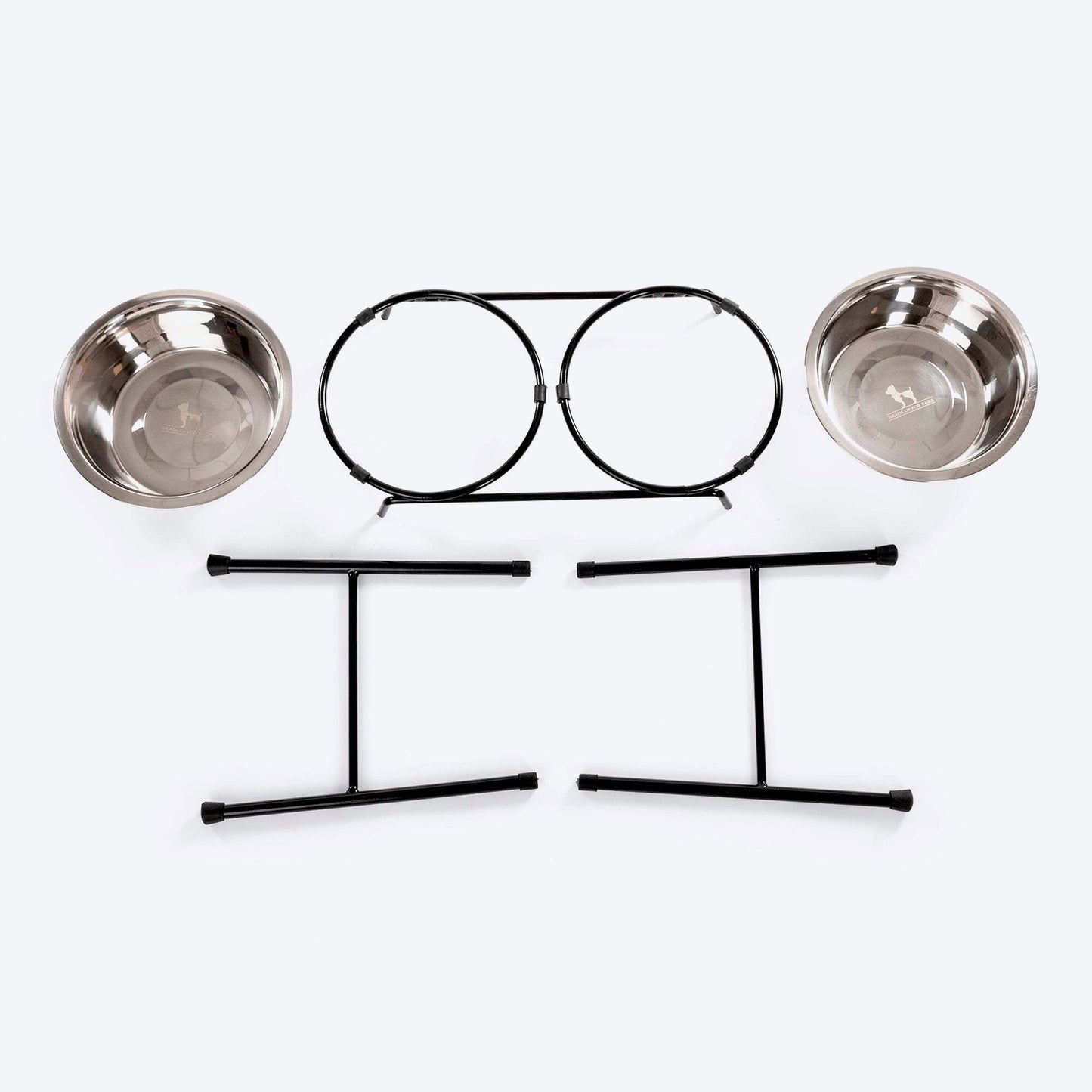 HUFT High Feeder Double Diner Stand With Steel Dog Bowl Inserts - Black - Heads Up For Tails