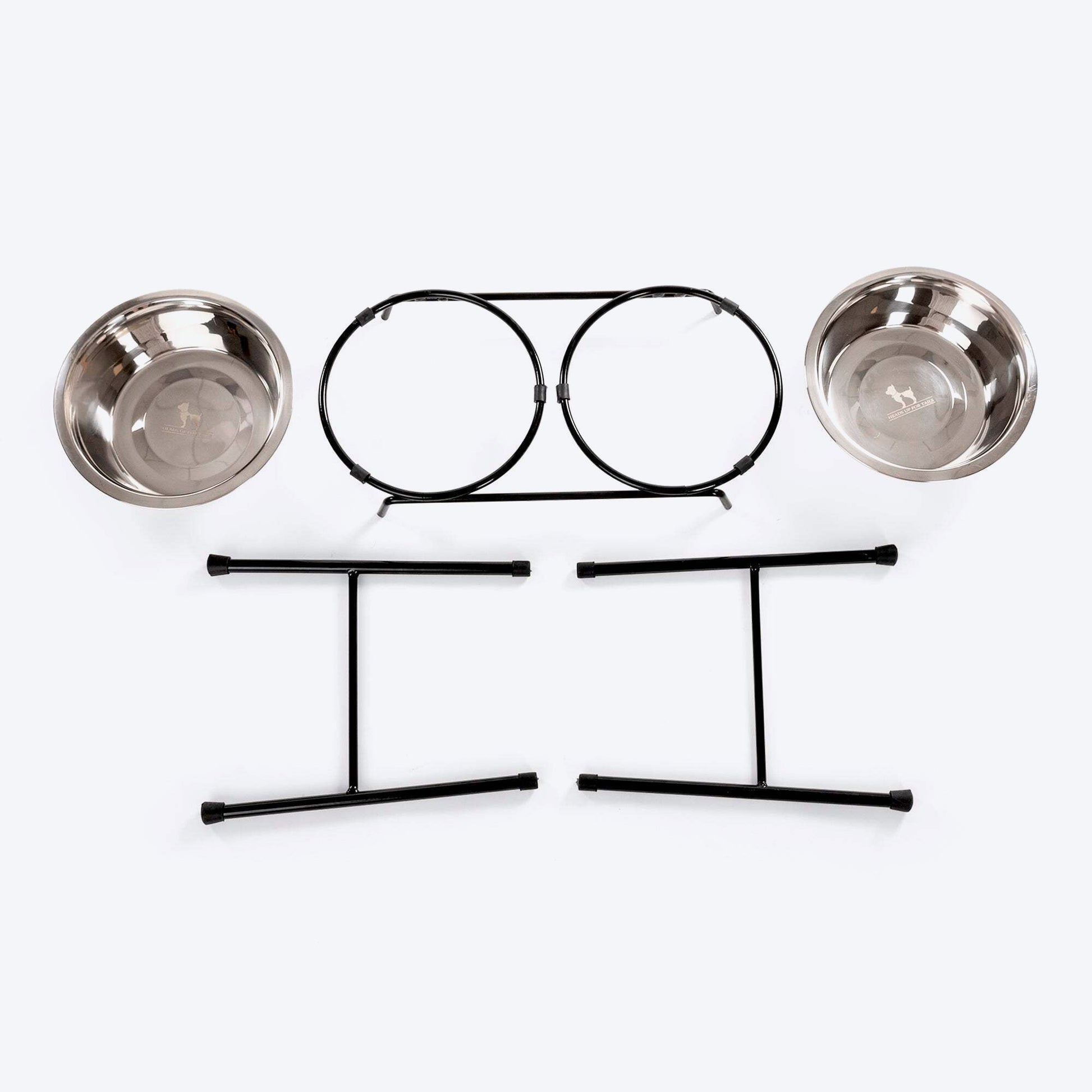 HUFT High Feeder Double Diner Stand With Steel Dog Bowl Inserts - Black - Heads Up For Tails