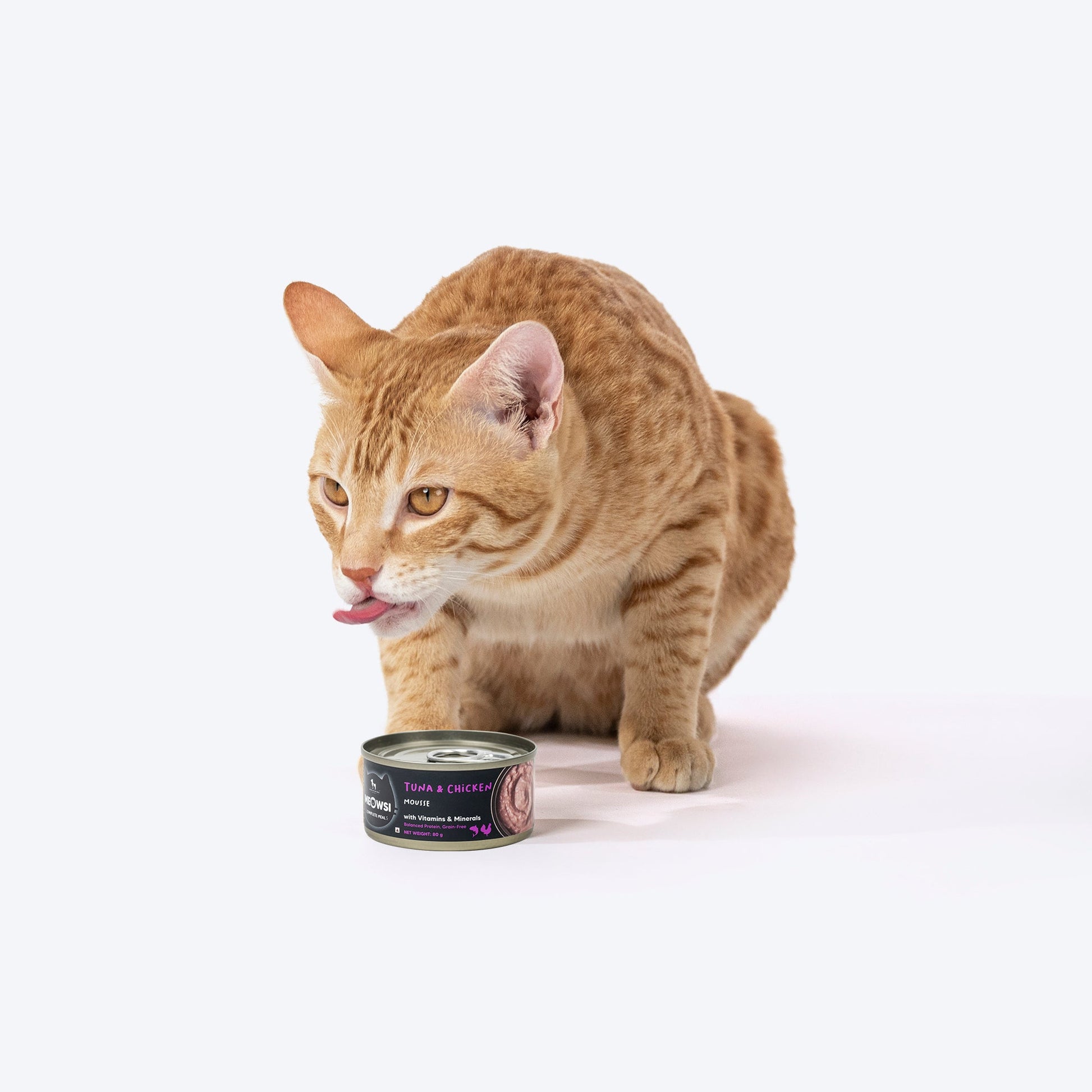Meowsi by HUFT Tuna & Chicken in Mousse Canned Cat Wet Food, 80 gm, with vitamins and minerals, grain-free.