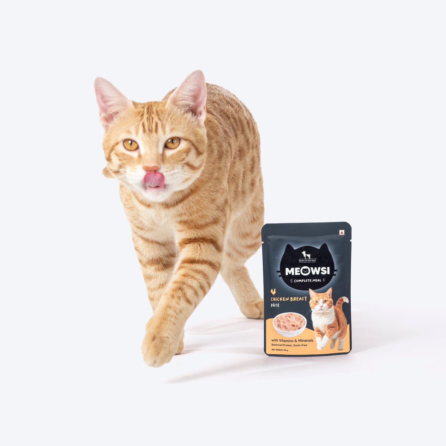 Meowsi by HUFT Chicken Breast p¢t© Cat Wet Food, 80 gm, grain-free, with vitamins and minerals for balanced nutrition.