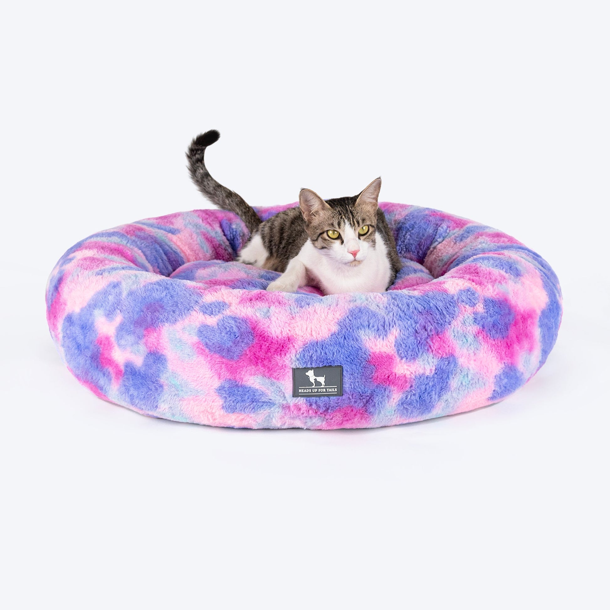HUFT Furry Bliss Cuddle Bed For Cat & Puppy - Multicolor - Heads Up For Tails