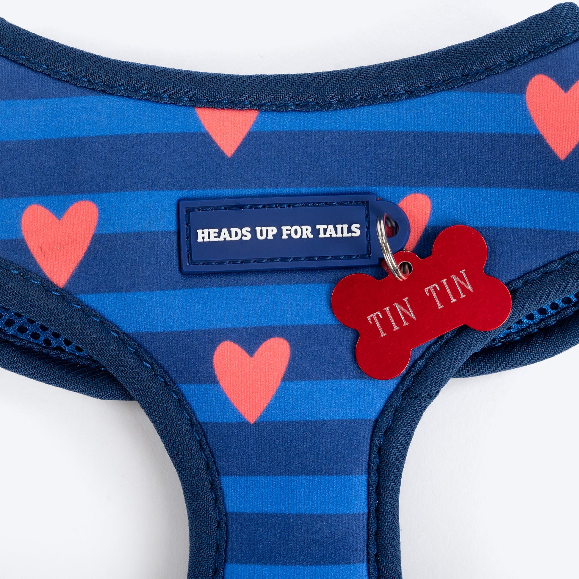HUFT Striped Love Adjustable Harness For Dog - Navy - Heads Up For Tails