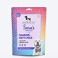 Sara's Doggie Treats Pawsome Party Pack, 200 gm, features 6 delicious variants for dogs, with a colorful packaging design.