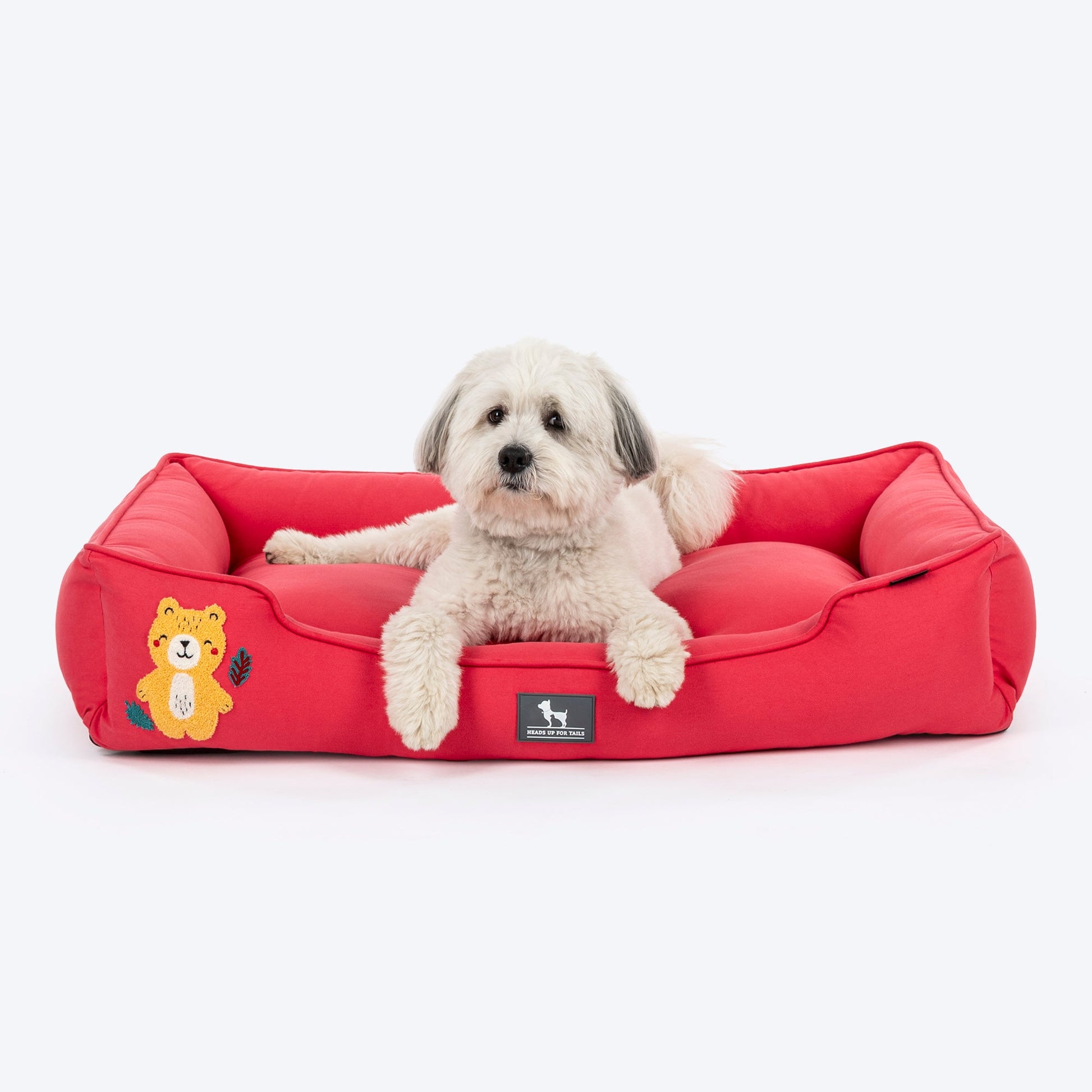 HUFT Teddy Classic Lounger Bed For Dog - Red - Heads Up For Tails