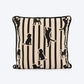 HUFT Tails & Trails Printed Cushion For Pet Lovers - Beige & Black - Heads Up For Tails