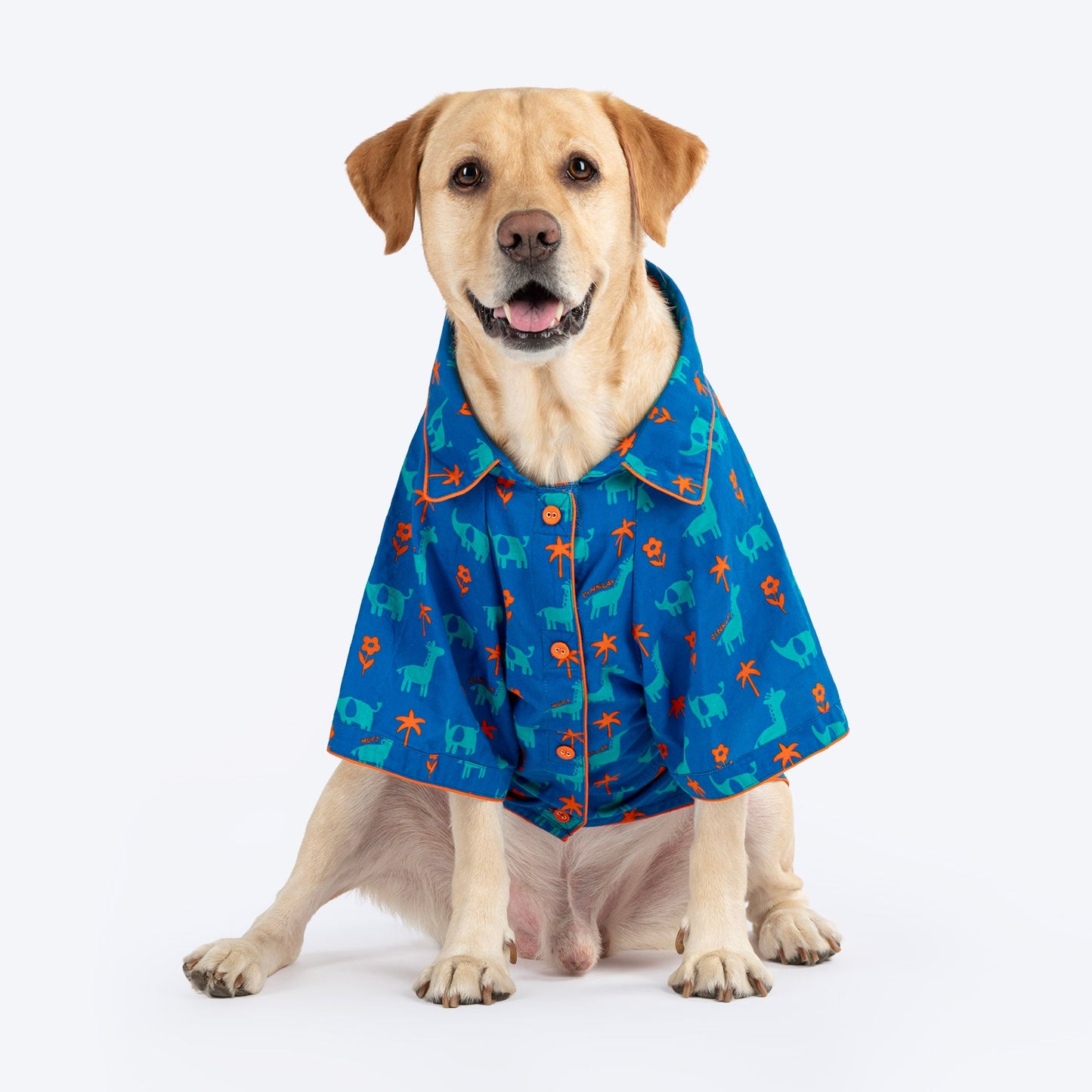 HUFT X Pinklay Jungle Joyride Shirt For Dog - Blue & Orange - Heads Up For Tails