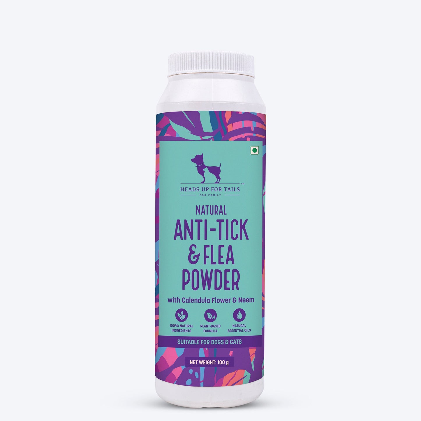 HUFT Natural Anti Tick and Flea Powder for Dogs & Cats - 100 g - Heads Up For Tails