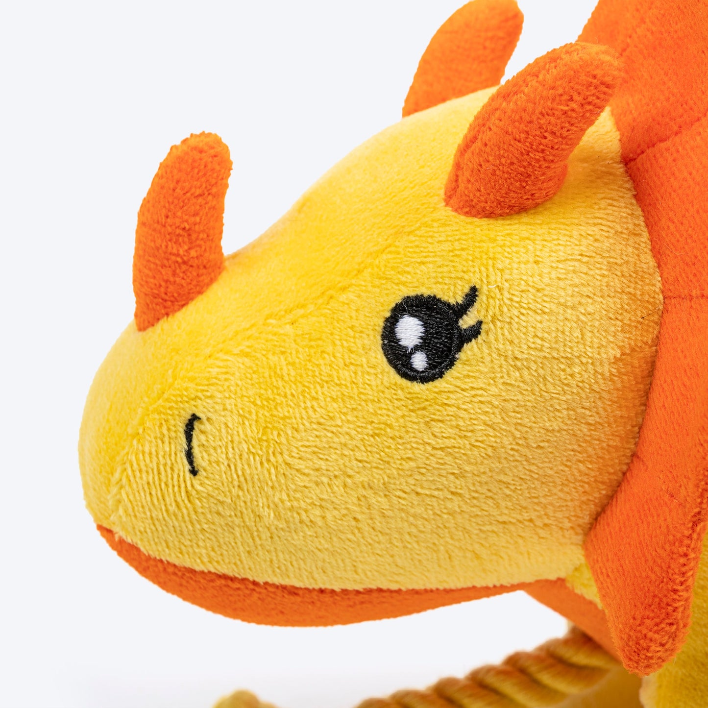 HUFT Triceratoopsie Squeaky Plush Toy For Dog - Yellow - Heads Up For Tails