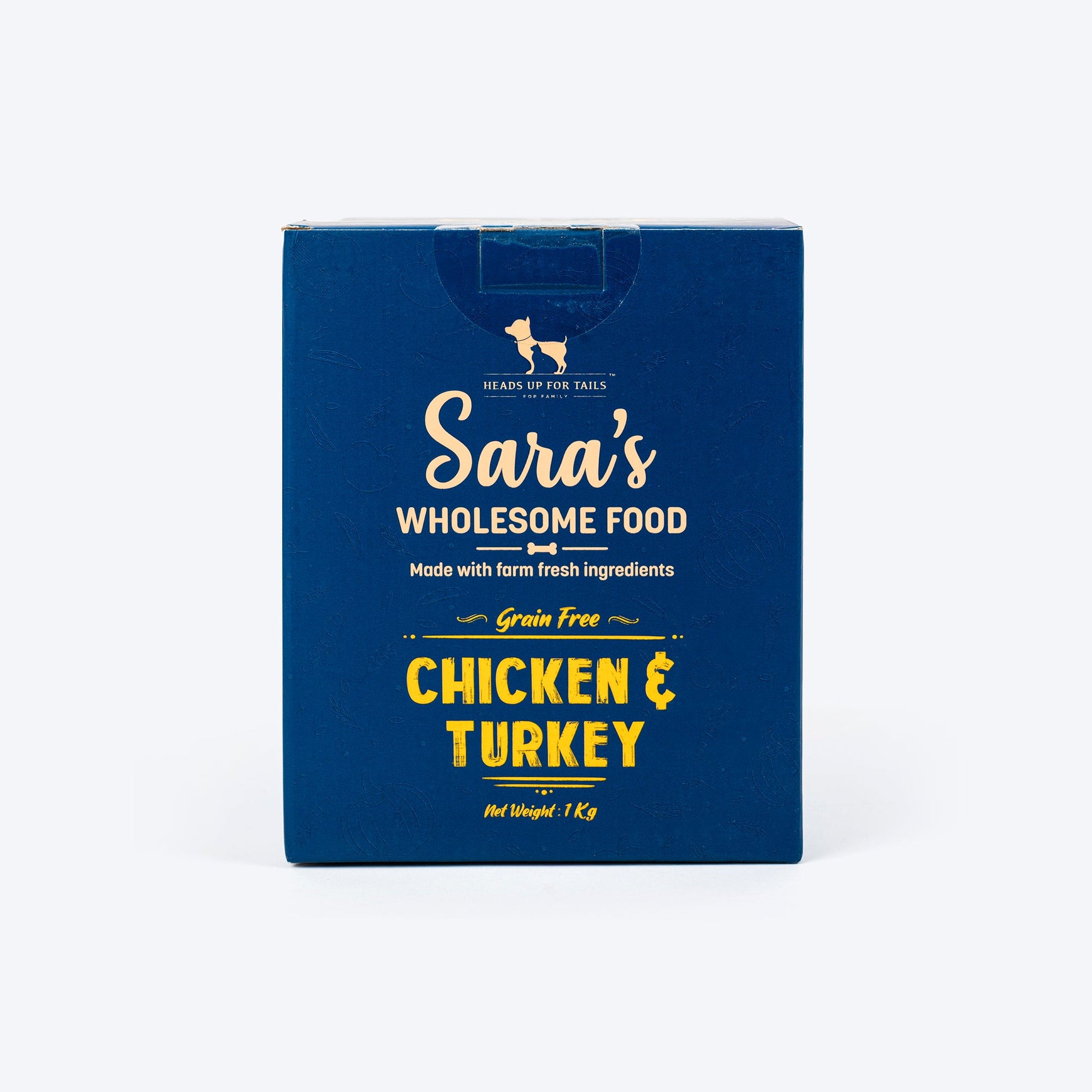 Sara's Wholesome Grain-Free Chicken and Turkey Dog Food, pack of 10 x 100g, made with human-grade ingredients.