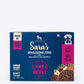 Sara's Wholesome Grain-Free Lamb and Apple Dog Food, pack of 10 x 100g, made with human-grade ingredients.