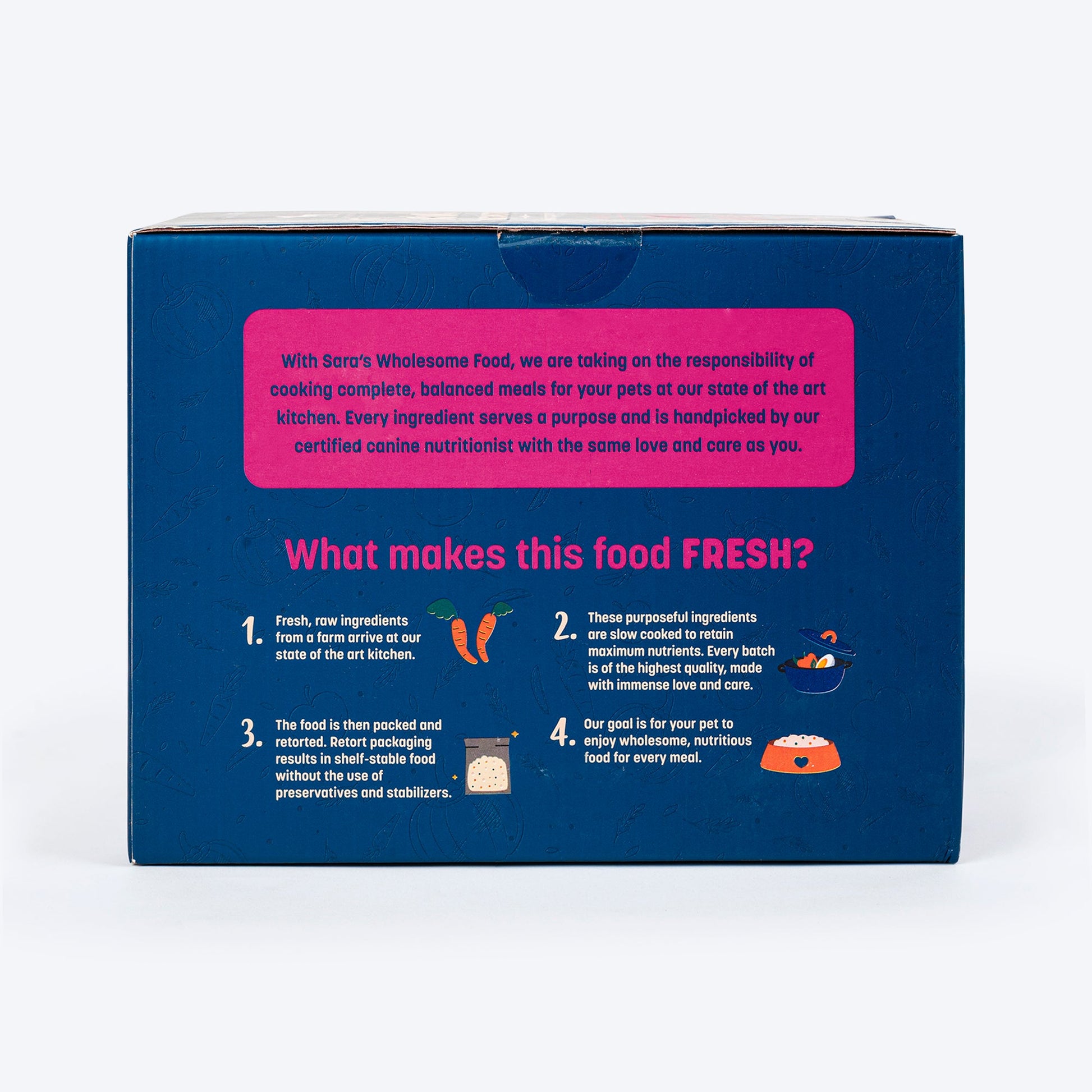Sara's Wholesome Grain-Free Lamb and Apple Dog Food, pack of 10 x 100g, made with human-grade ingredients.