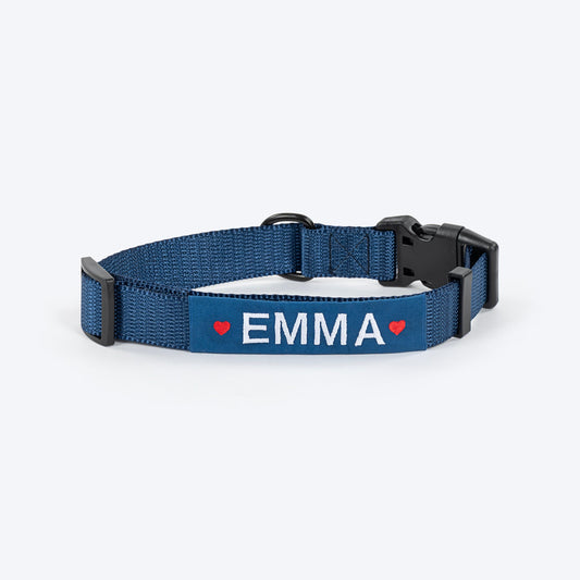 HUFT Personalised Classic Dog Collar - Navy - Heads Up For Tails