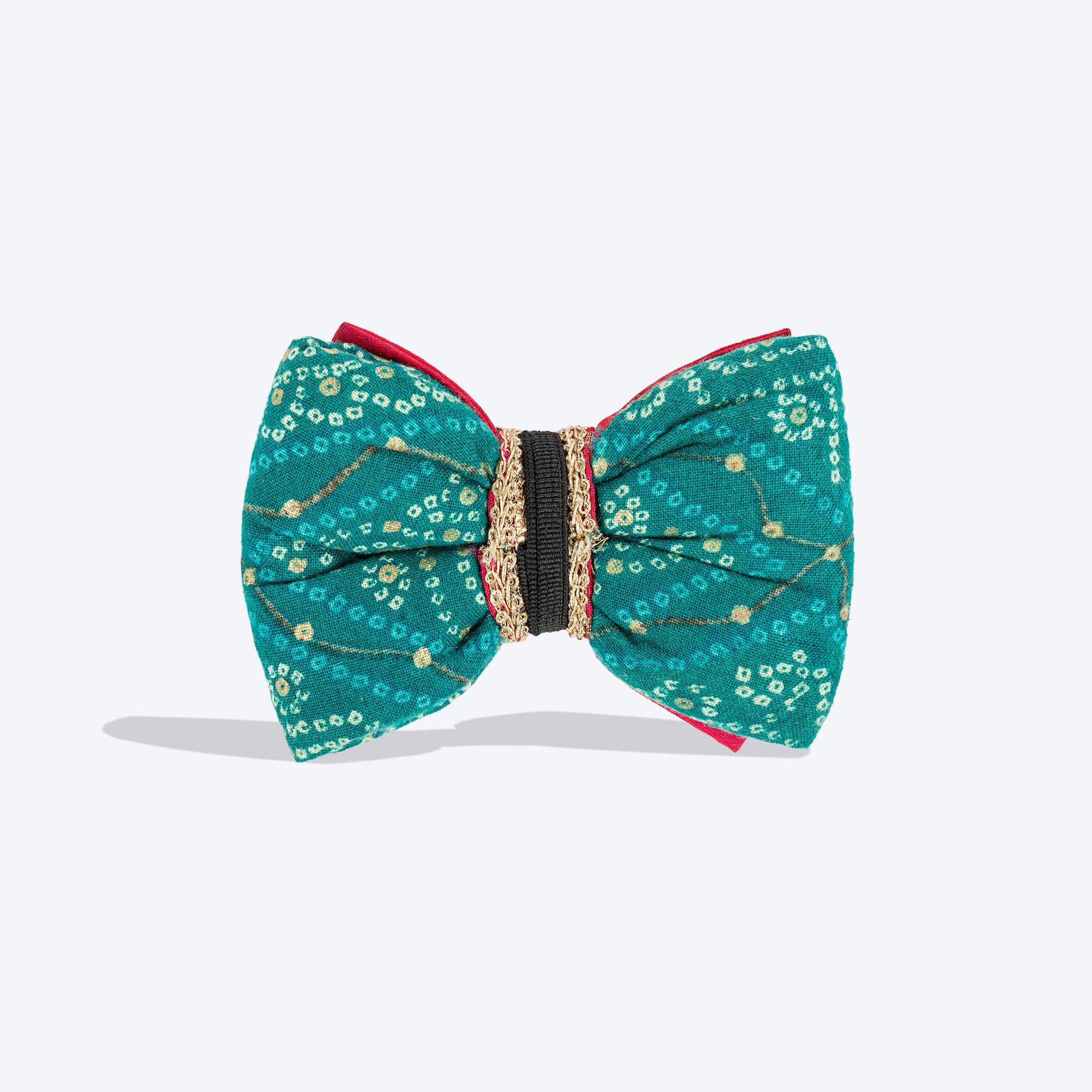 HUFT Desi Glam Bow Tie For Dog - Pink & Green - Heads Up For Tails