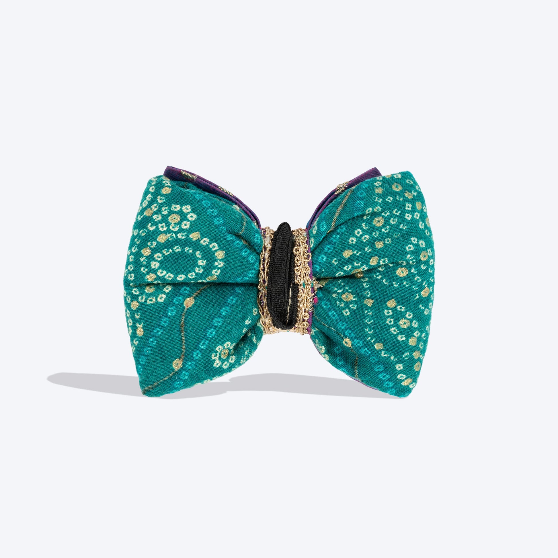 HUFT Desi Glam Bow Tie For Dog - Purple & Green - Heads Up For Tails