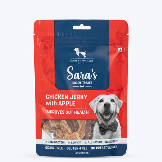 Sara's Chicken Jerky With Apple Dog Treats High-Protein 70g