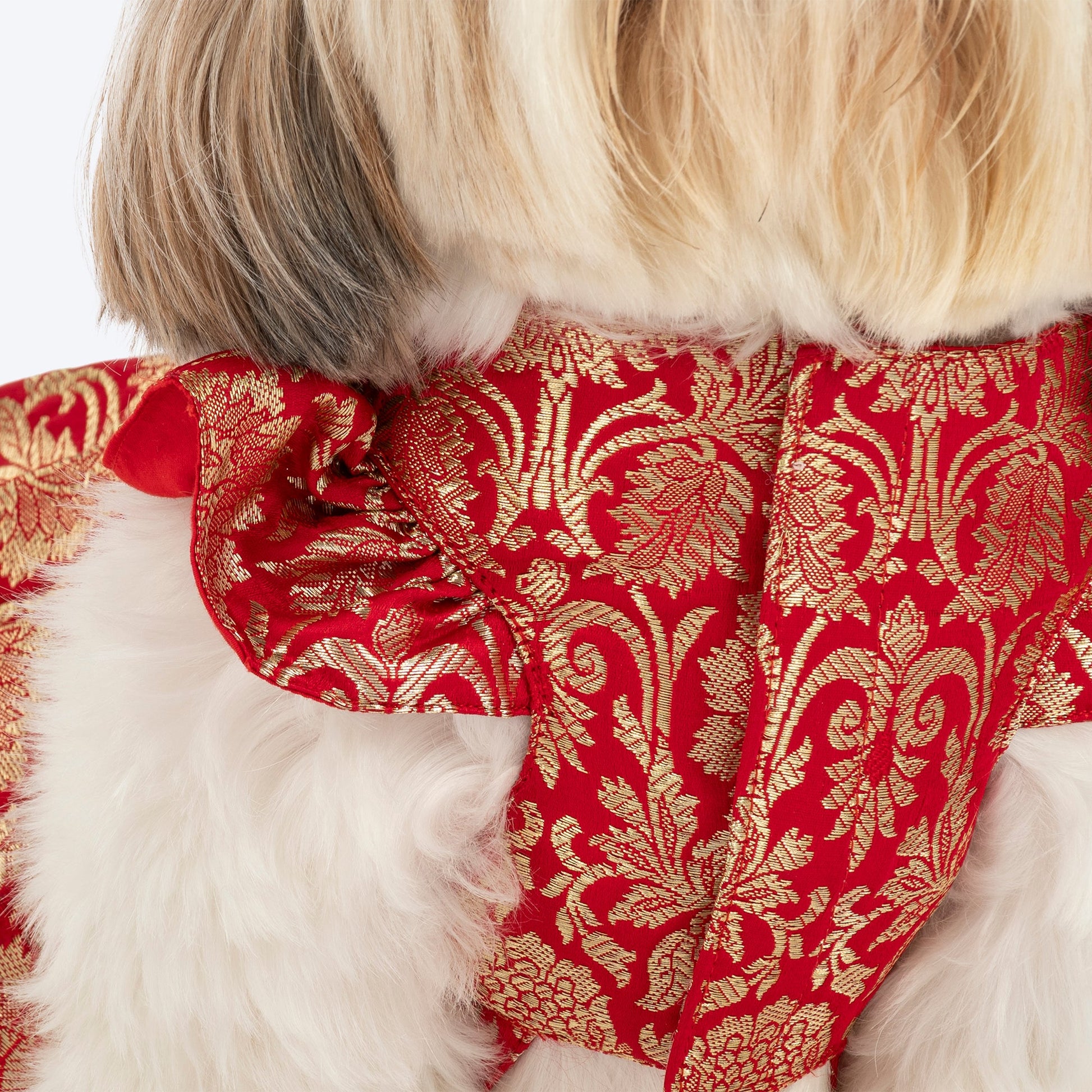 HUFT Customised Sona Sitara Brocade Lehenga Dress For Dog & Cat - Red - Heads Up For Tails