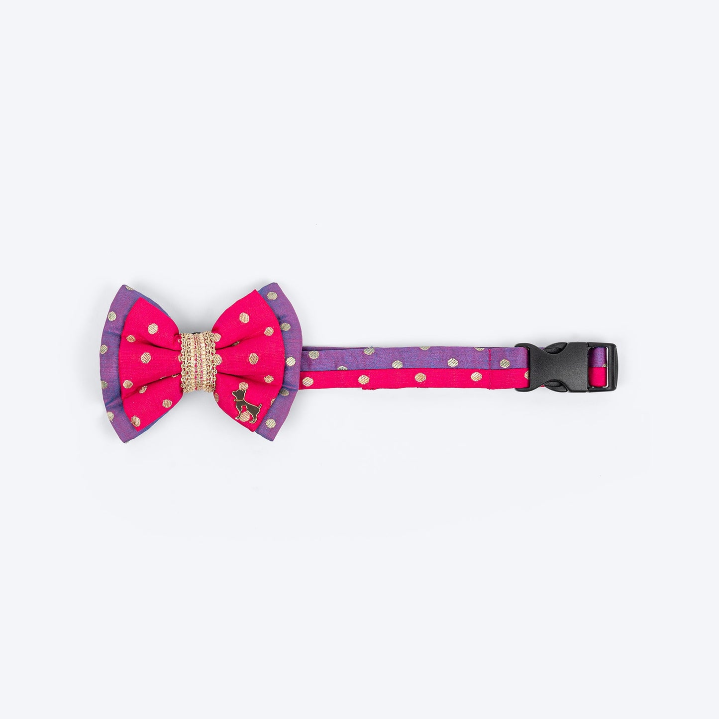 HUFT Desi Glam Bow Tie With Strap For Dog - Pink & Purple - Heads Up For Tails