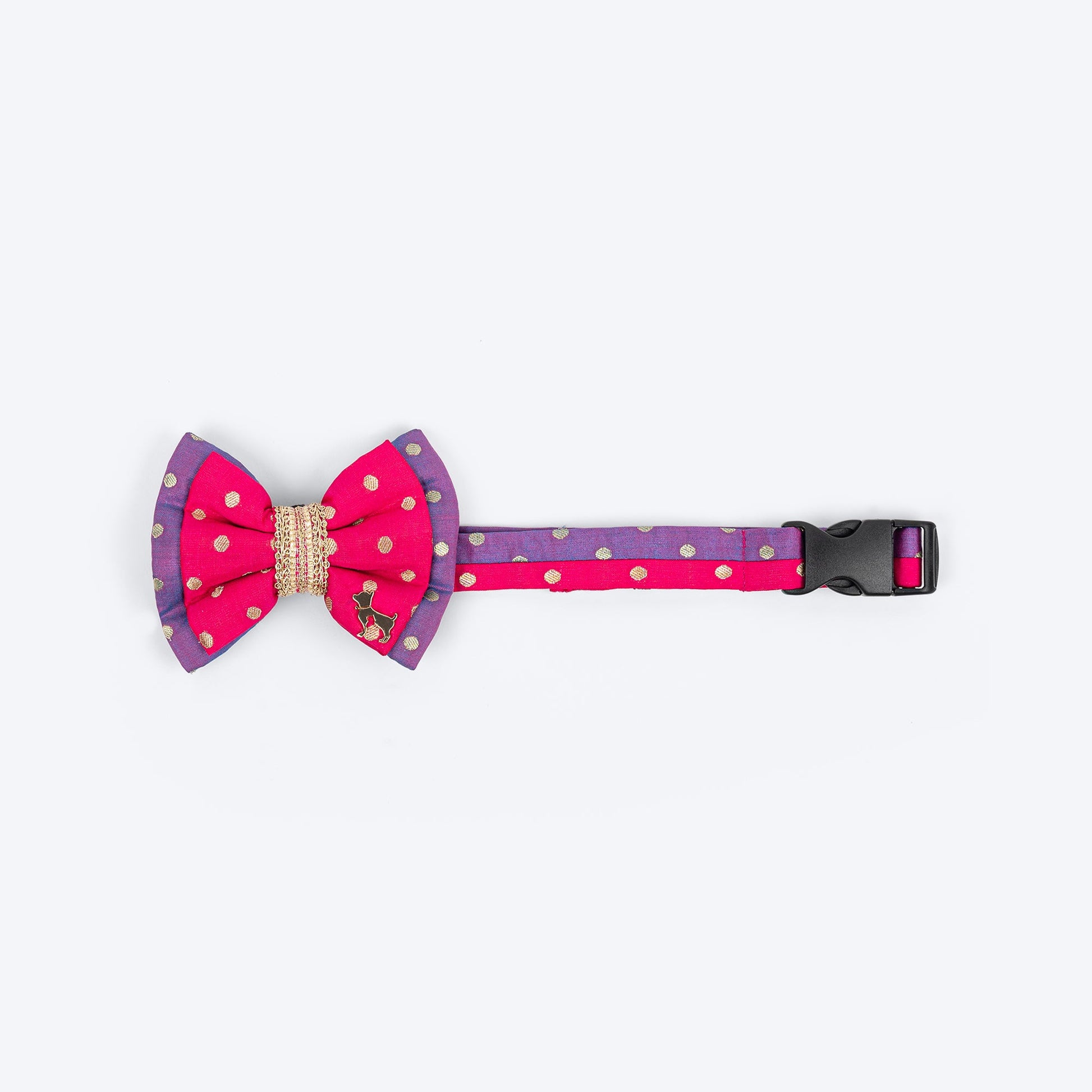 HUFT Desi Glam Bow Tie With Strap For Dog - Pink & Purple - Heads Up For Tails
