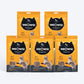 Meowsi by HUFT Chicken & Fish Power Bites, 50 gm, high-protein cat treats in a yellow packaging with a playful cat graphic.