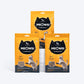 Meowsi by HUFT Chicken & Fish Power Bites, 50 gm, high-protein cat treats in a yellow packaging with a playful cat graphic.