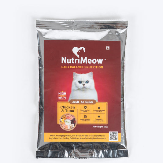 Nutrimeow Daily Balanced Nutrition Chicken & Tuna Adult Dry Cat food-50 gm - Sample