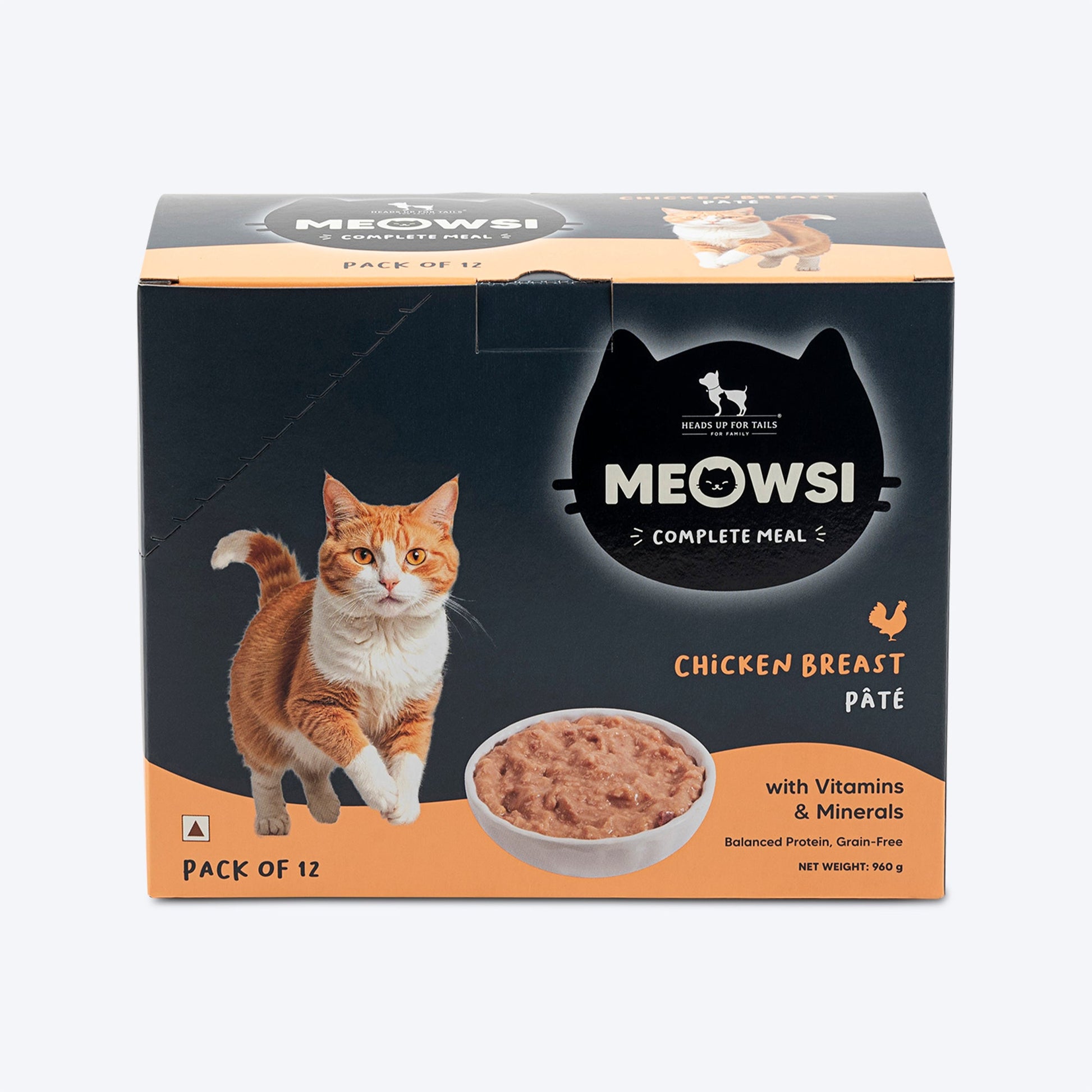 Meowsi by HUFT Chicken Breast p¢t© Cat Wet Food, 80 gm, grain-free, with vitamins and minerals for balanced nutrition.