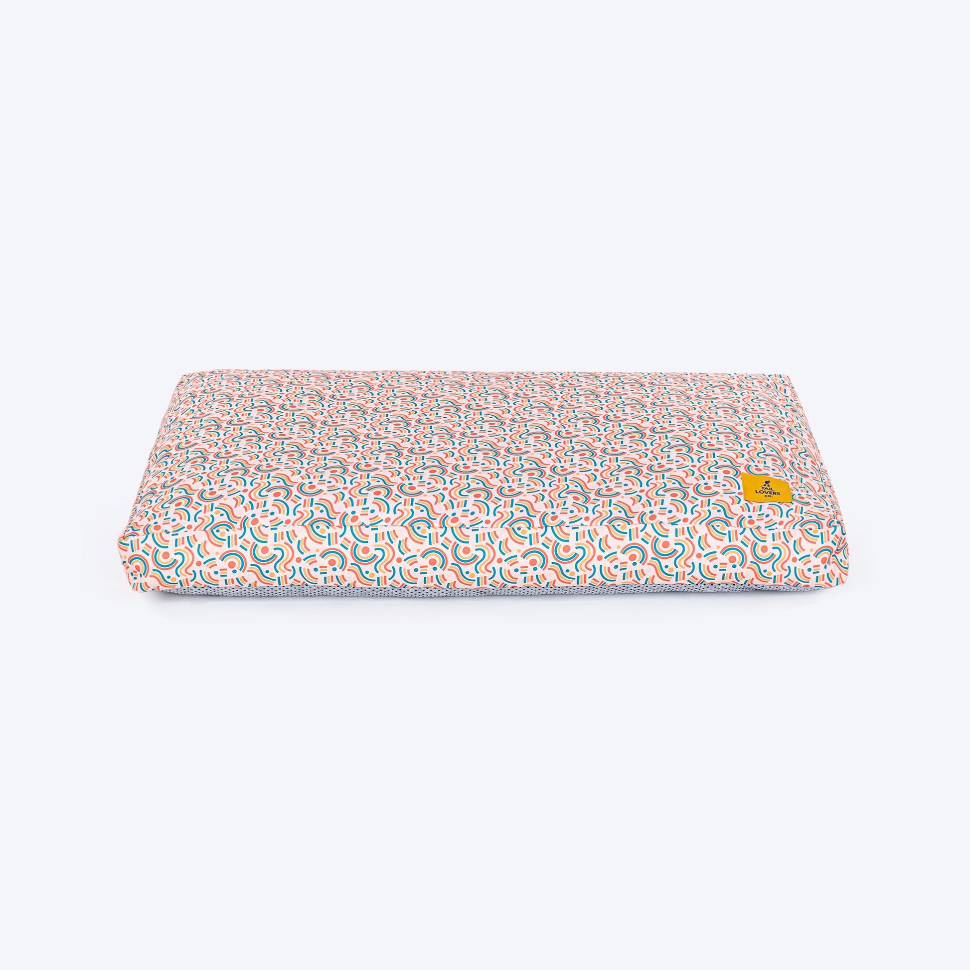 TLC Abstract Doodle Flat Haven Bed For Dog - Beige - Heads Up For Tails