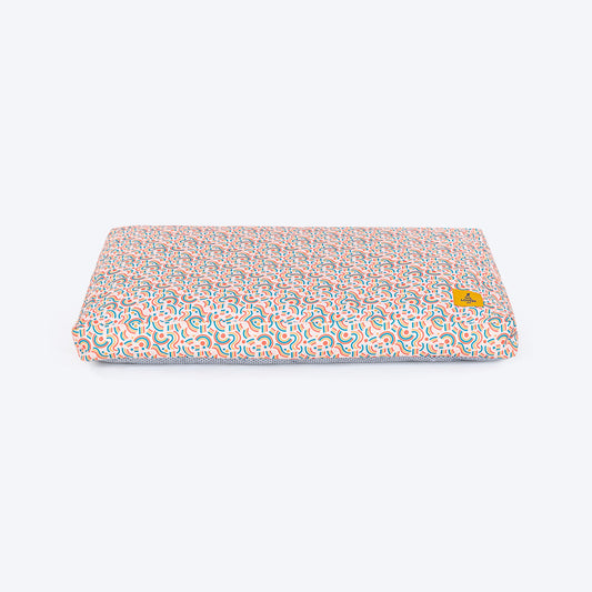 TLC Abstract Doodle Flat Haven Bed For Dog - Beige - Heads Up For Tails