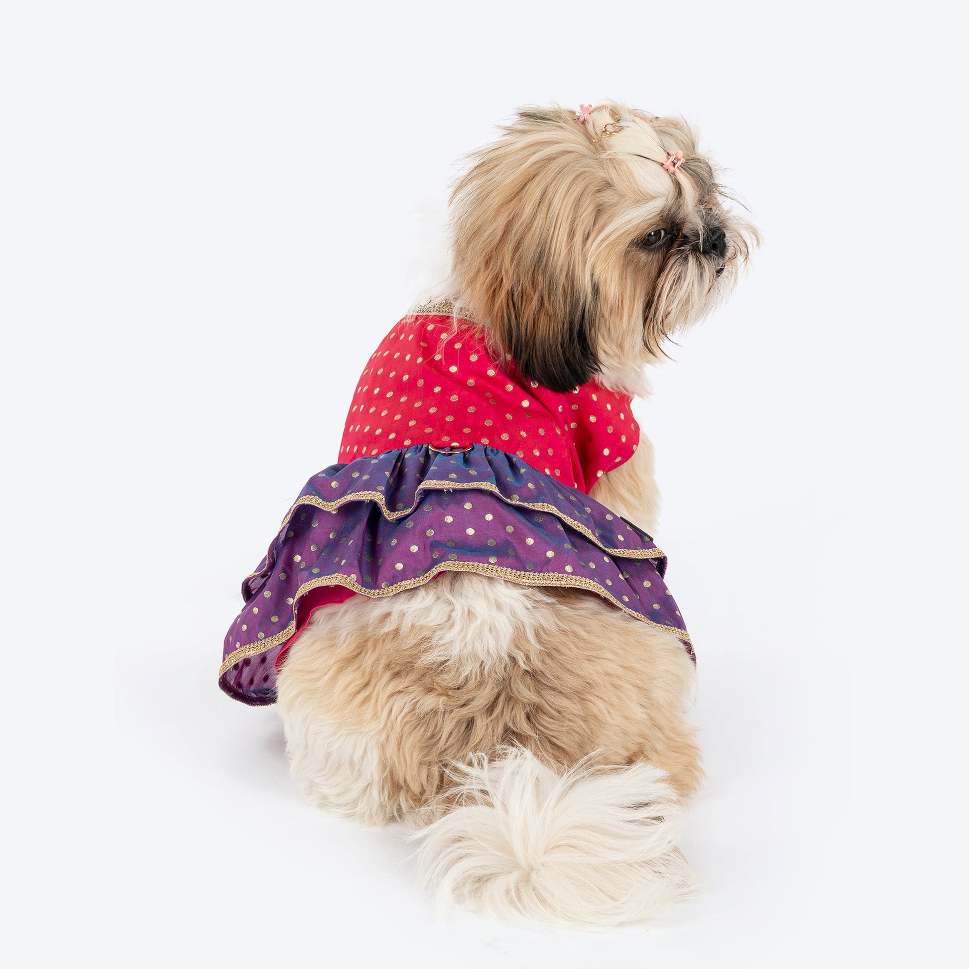 HUFT Desi Glam Dress For Dog - Pink & Purple - Heads Up For Tails